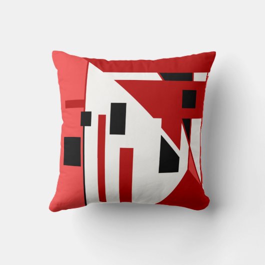 対角線の赤、白黒幾何学的デザイン クッション (裏面)