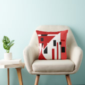 対角線の赤、白黒幾何学的デザイン クッション (椅子)