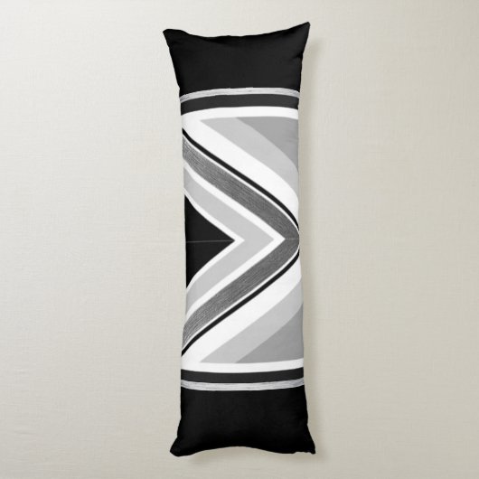 対角線の黒いグレーのストライプ ボディピロー (裏面 (縦))