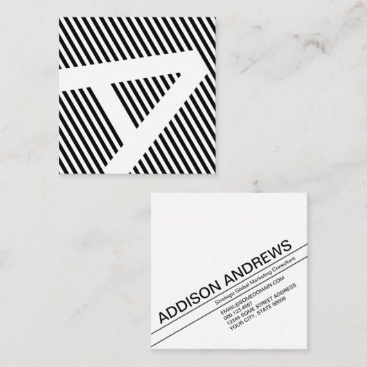 対角線は白黒を盲目にします スクエア名刺 (正面/裏面)