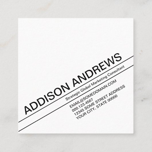 対角線は白黒を盲目にします スクエア名刺 (裏面)