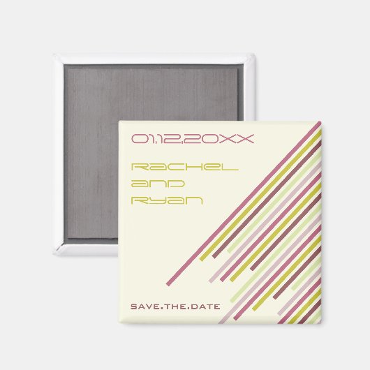 対角線は| 02を*紫色の夢|の保存の日付縞で飾ります マグネット (正面/裏面)