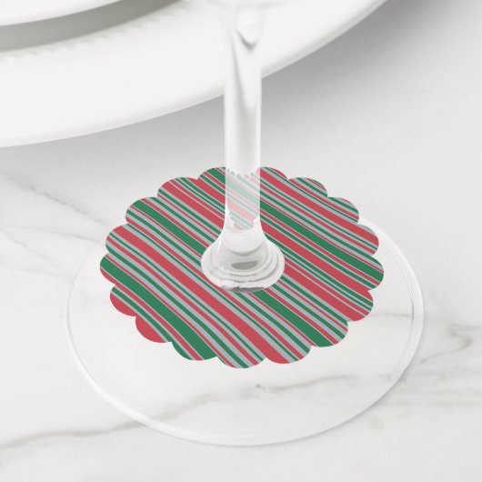 対角線ストライプの背景 ワイングラスタグ (クローズアップ)