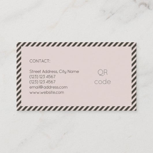 対角線ストライプ線パターンのレトロスタイル 名刺 (裏面)