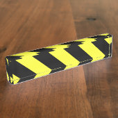 対角線ストライプ黒と黄色 デスクネームプレート (側面)