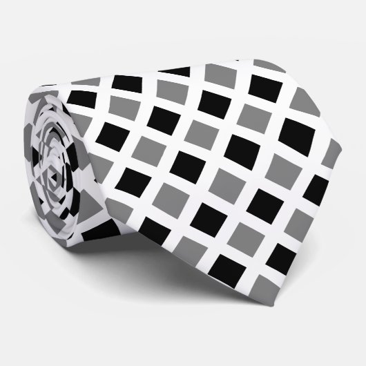 対角線状の正方形 – 白い首Ti上の黒と灰色 ネクタイ (ロール)