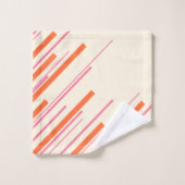 対角線 – ピンク、オレンジ、クリーム バスタオルセット (ウォッシュタオル)
