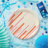 対角線 – ピンク、オレンジ、クリーム ペーパープレート (パーティー)