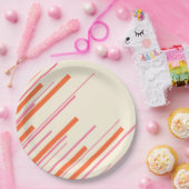 対角線 – ピンク、オレンジ、クリーム ペーパープレート (パーティー)