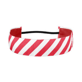 対角線（白と赤） ストライプの アスレチックヘッドバンド