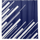 対角線 – 青と白 シャワーカーテン (正面)