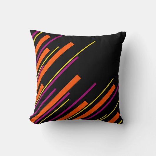 対角線 – 黒、ピンク、オレンジ、黄色 クッション (正面)