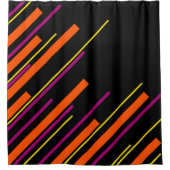 対角線 – 黒、ピンク、オレンジ、黄色 シャワーカーテン (正面)