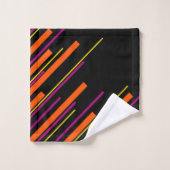 対角線 – 黒、ピンク、オレンジ、黄色 バスタオルセット (ウォッシュタオル)