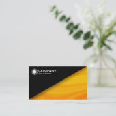 対角線V2 – 黒 – オレンジ大理石 名刺 (スタンド正面)