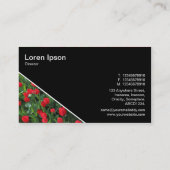 対角線V3 – 黒 – 赤いチューリップのベッド 名刺 (裏面)