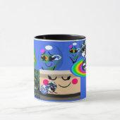 対象の宇宙の地球と生物体 マグカップ (中央)