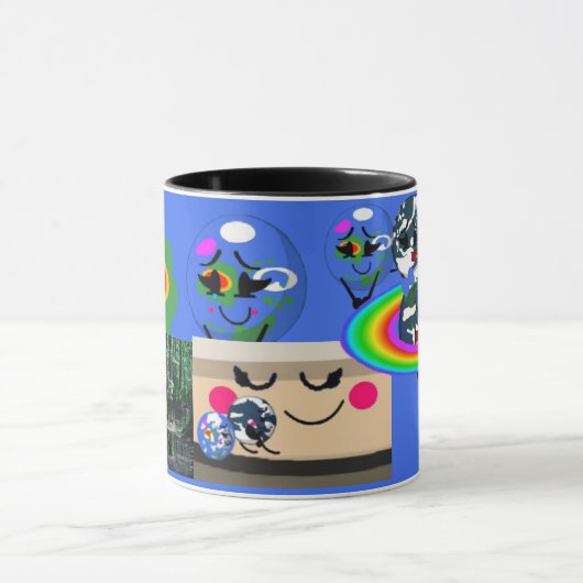 対象の宇宙の地球と生物体 マグカップ (中央)