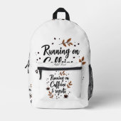 対走するカフェインと後悔の美的引用文 プリントバックパック (正面)