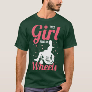 対麻痺ハンディキャップ対麻痺この女走の子はW Tシャツ