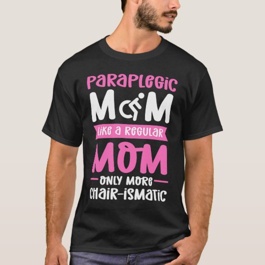 対麻痺ママ車いすハンディキャップ対麻痺 Tシャツ (正面)