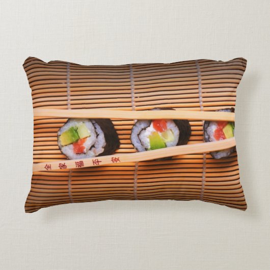 寿司および木の箸 アクセントクッション (正面)