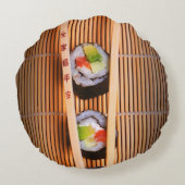 寿司および木の箸 ラウンドクッション (裏面)