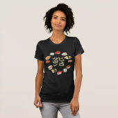 寿司および漢字の回転寿司 Tシャツ (正面フル)