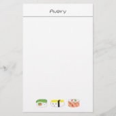 寿司かわいいイラストレーション パーソナライズされた 便箋 (正面)