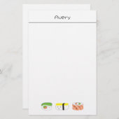 寿司かわいいイラストレーション パーソナライズされた 便箋 (正面/裏面)