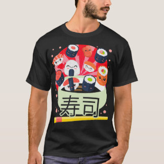 寿司かわいい日本のかわいい食べ物ジャパンマンガ Tシャツ