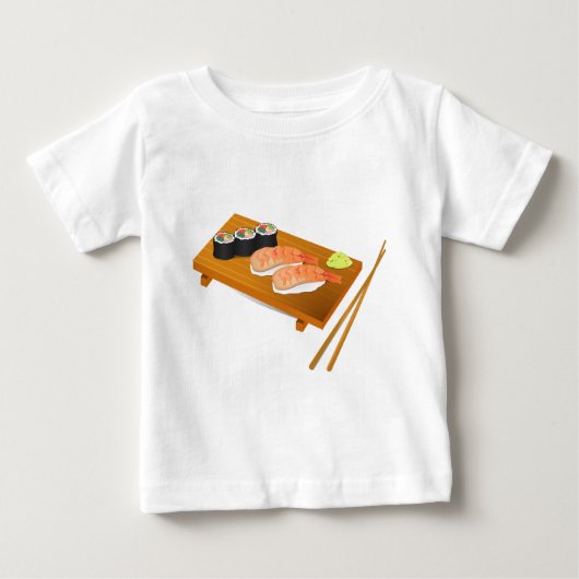 寿司かわいい日本の食 ベビーTシャツ (正面)