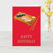 寿司かわいい誕生日 カード (黄色い花)