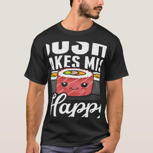 寿司が楽しい食べ物日本のを作る日本寿司 Tシャツ (正面)