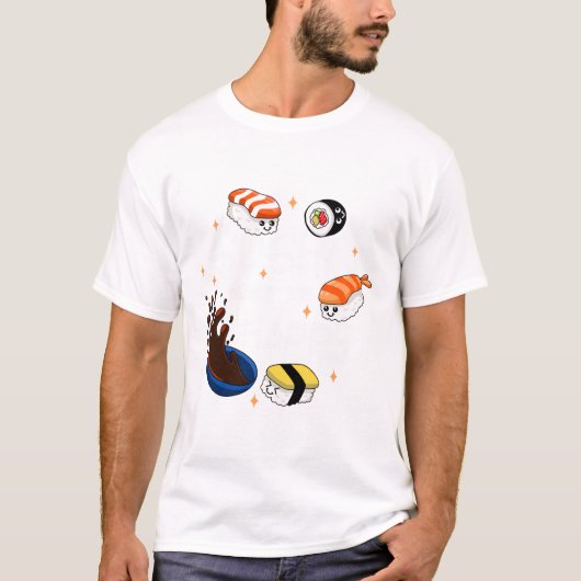 寿司で幸せになる Tシャツ (正面)