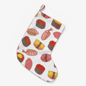 寿司とシ転がームレス柄。ドードル漫画c スモールクリスマスストッキング (正面 (吊り時))