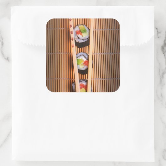 寿司と木箸 スクエアシール (バッグ)