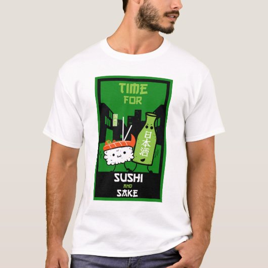 寿司と酒グルメ Tシャツ (正面)