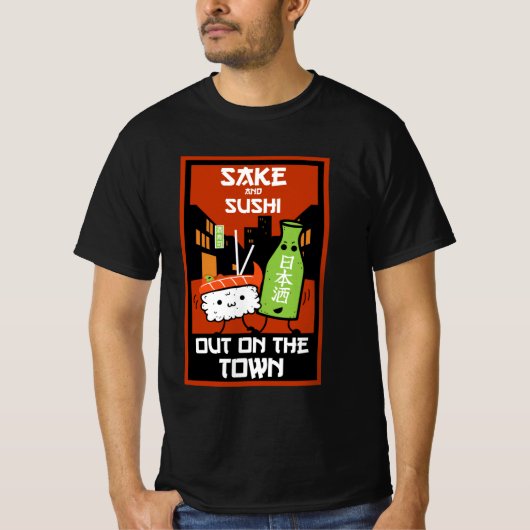 寿司と酒グルメTシャツ Tシャツ (正面)