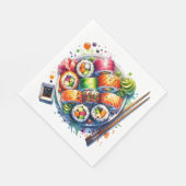 寿司と醤油と箸の誕生日プレート スタンダードランチョンナプキン (角)