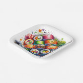 寿司と醤油と箸の誕生日プレート ペーパープレート (傾斜あり)