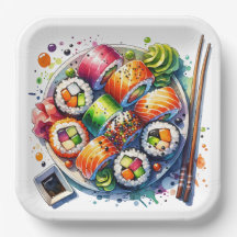 寿司と醤油と箸の誕生日プレート