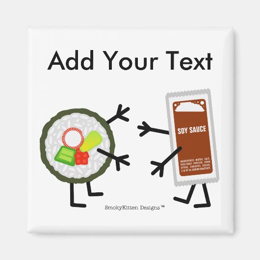 寿司と醤油 – カスタマイズ可能 マグネット (正面)