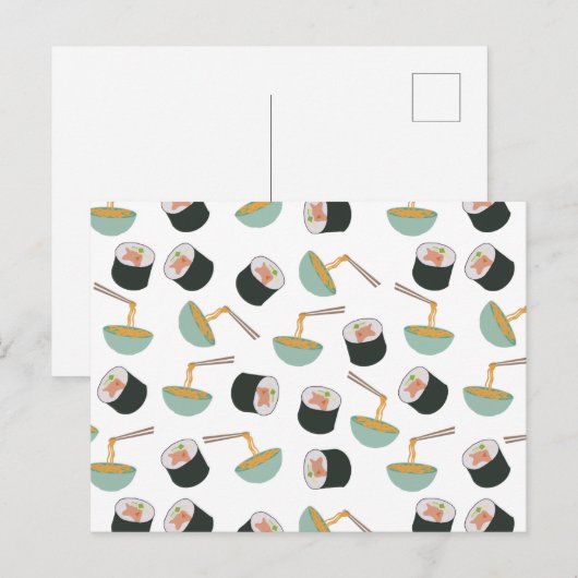 寿司と麺の模様 ポストカード (正面/裏面)