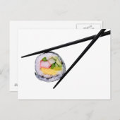 寿司と黒箸の寿司、箸、お笑い ポストカード (正面/裏面)