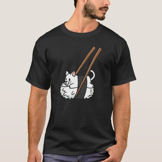寿司にぎり白猫ペット Tシャツ (正面)