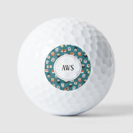 寿司にぎり転が巻き日本の食品アートモノグラム ゴルフボール (正面)