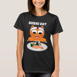 寿司にゃんこ しょうがトラ猫と面白い寿司 Tシャツ