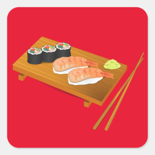 寿司のかわいく日本のな食糧 スクエアシール
