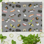 寿司のキャラクターパターン キッチンタオル (折り畳み)